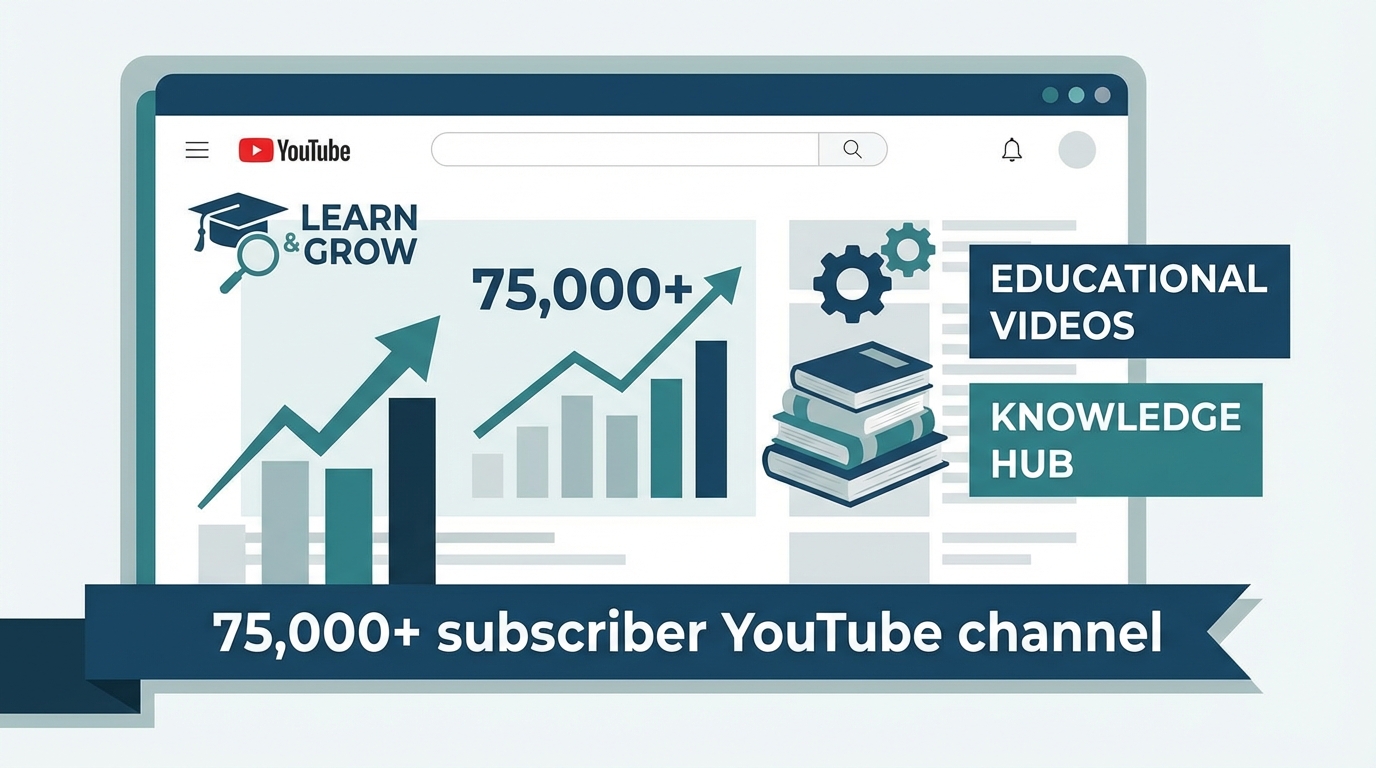 YouTube channel with educational content and growing subscribers