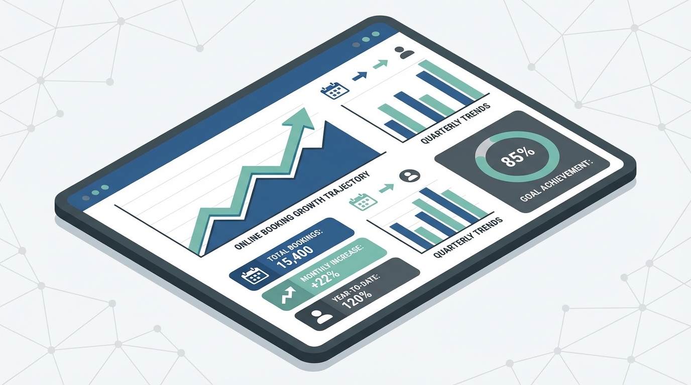 Dashboard showing online booking growth trajectory