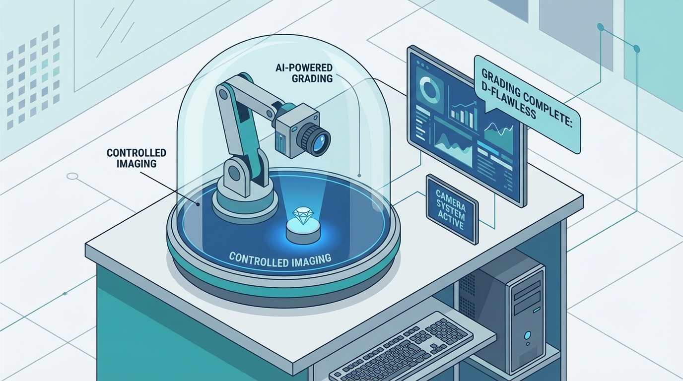 AI-powered diamond grading station with camera system