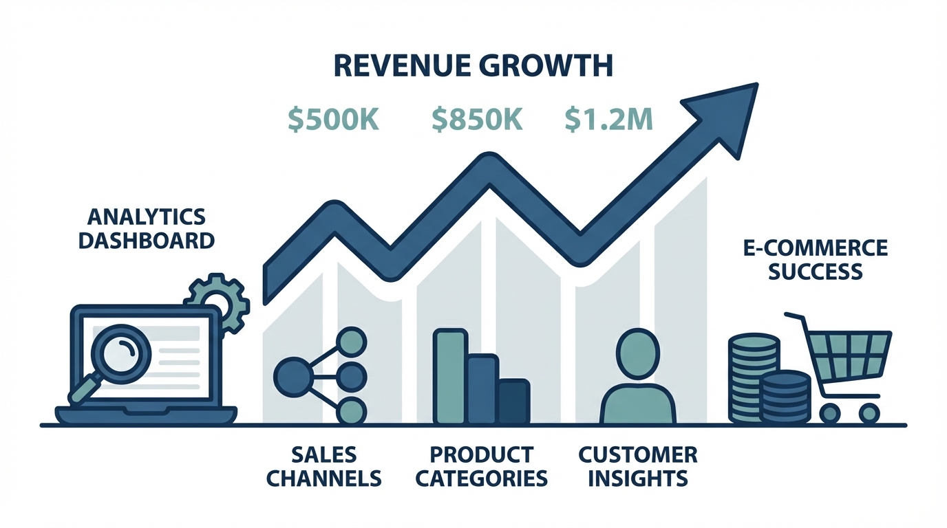 E-commerce analytics showing revenue growth