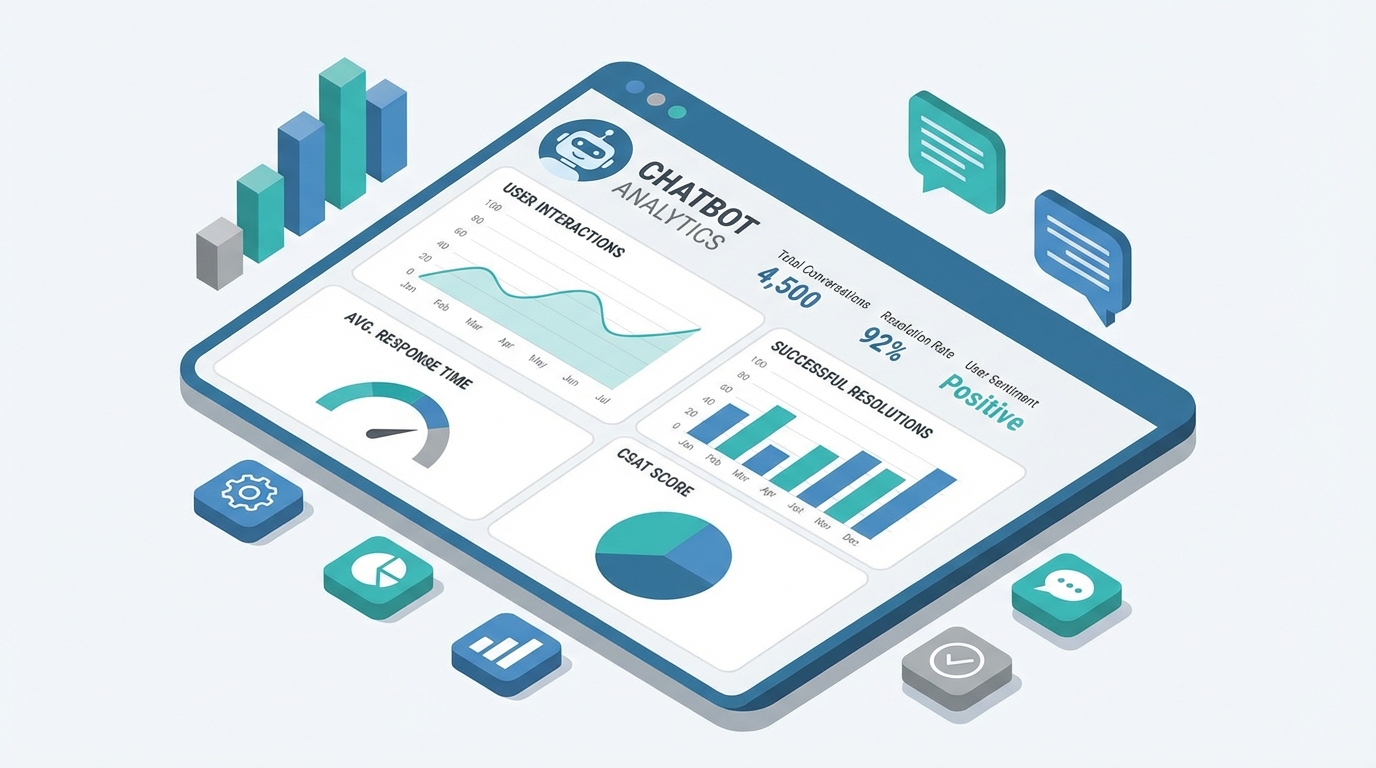Chatbot analytics dashboard showing performance metrics
