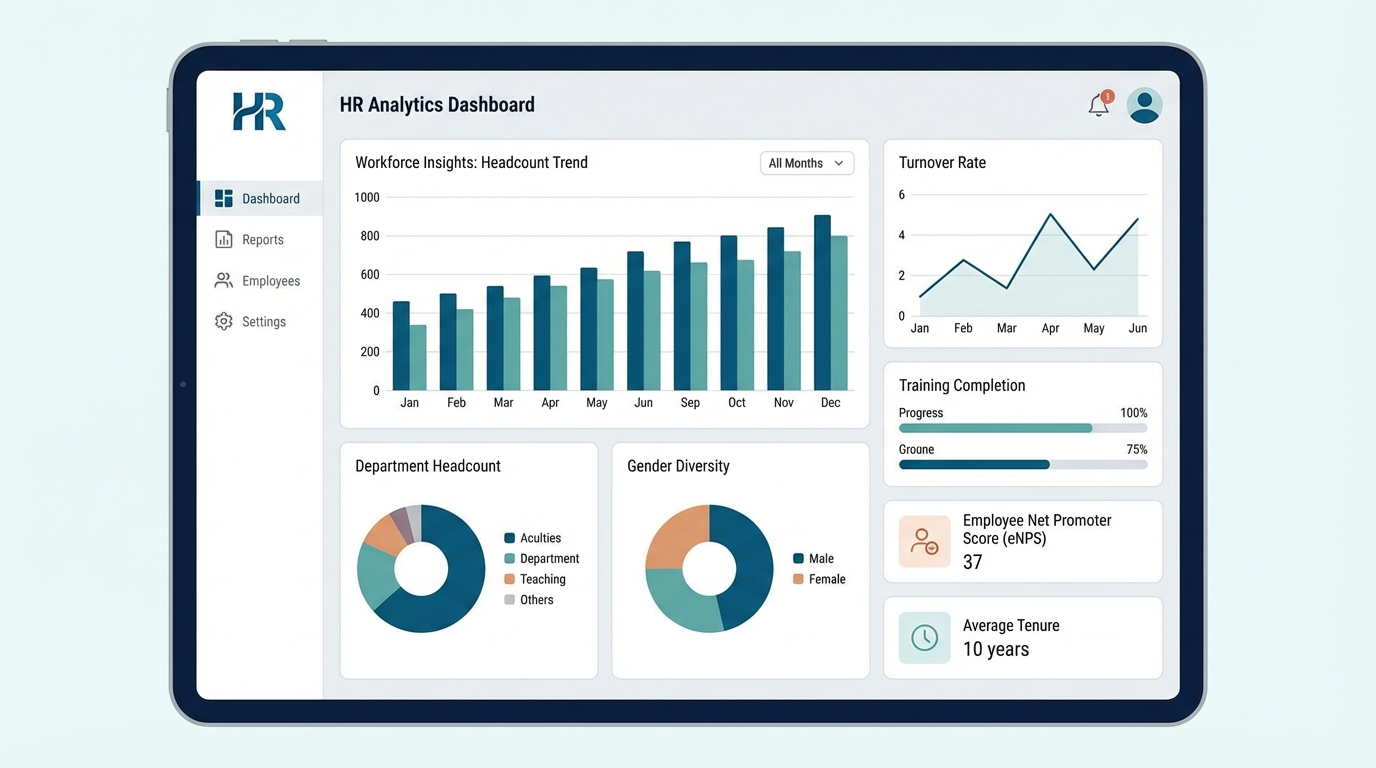 HR analytics dashboard with workforce insights