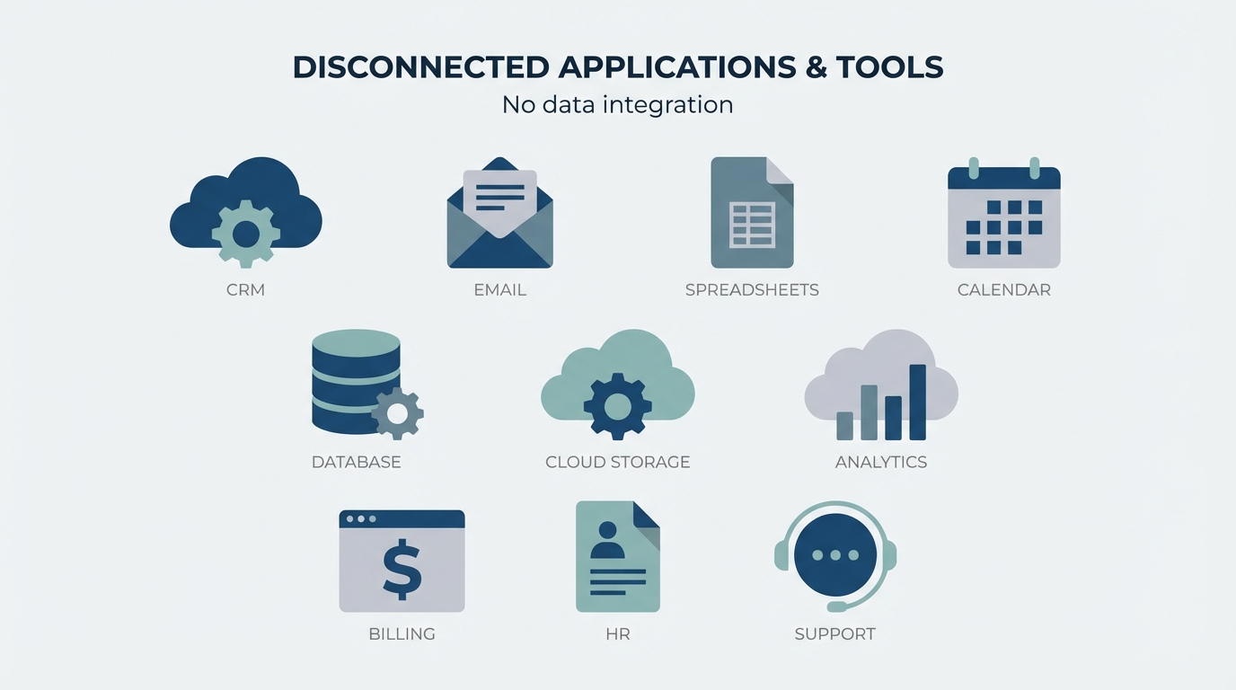 Diagram showing 11 disconnected applications